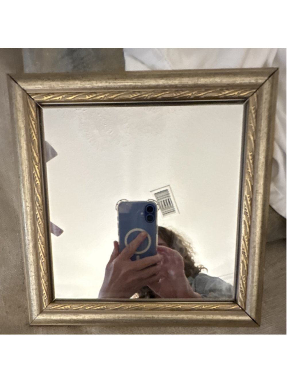 Gold Square Accent Mirror Wall Mounted Framed for Bedroom Living Room Entryway